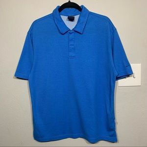 Vintage 2000s Nike Dri-FIT Blue‎ Golf Polo Shirt Soft Waffle Weave Large